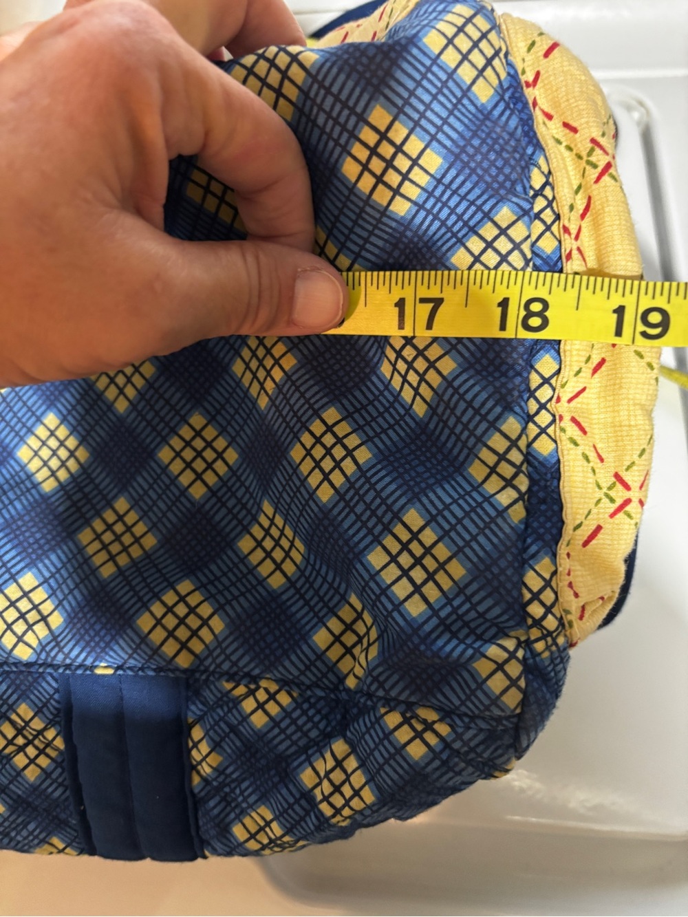 Blue and Yellow Geometric Travel Duffel Bag - Picture 8 of 10